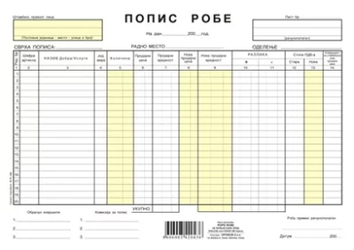 Popis robe sa nivelacijom