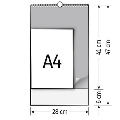 Dimenzije planera su 47x28cm, a korisne površine 41x28cm.