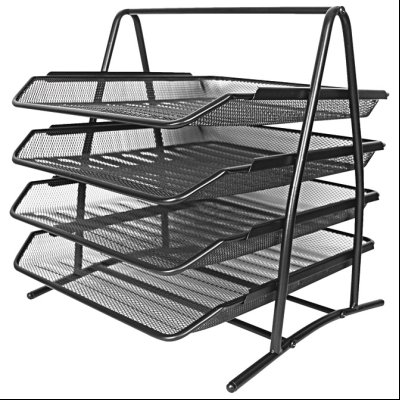 Stalak za spise vodoravni žica 4 police Fornax crni