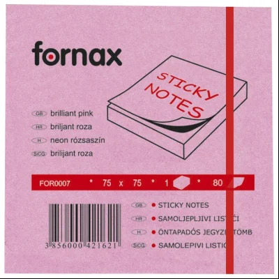 Blok samolepljiv 75x75mm 80L Fornax neon-roze