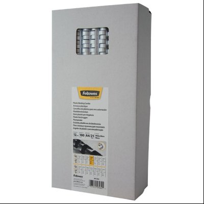 Spirala plastična fi-12mm (56-80 listova) pk100 Fellowes 5346206 bela