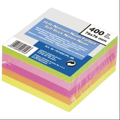 Blok samolepljiv kocka 76x76mm 400L Donau 7574001PL-99 neon-5boja