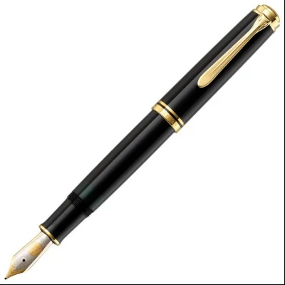 Nalivpero Souveran M1000 (M)+kožna bela futrola+poklon kutija G30 Pelikan 987396 crno