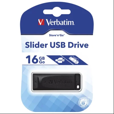 Memorija USB  16Gb Drive Slider Verbatim 98696 crna blister