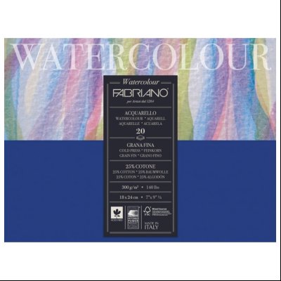Blok Watercolour 18x24cm 20L 300g (cold pressed/grana fina) Fabriano 73611824