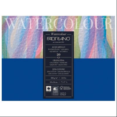 Blok Watercolour 20x40cm 20L 300g (cold pressed/grana fina) Fabriano 73612040