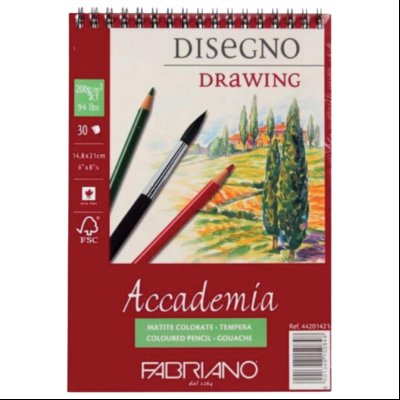 Blok Accademia Disegno Drawing spirala gore 14,8x21cm 30L 200g Fabriano 44201421