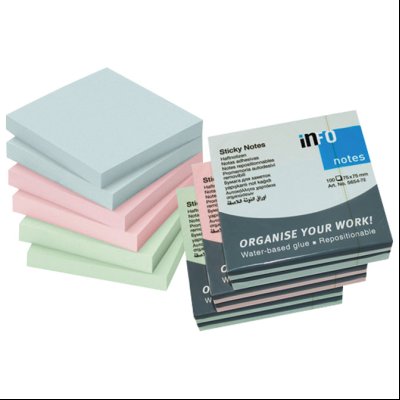 Blok samolepljiv 75x75mm 100L Info Notes 5654-20 pastel-sortirano