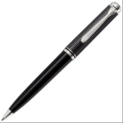 Olovka hemijska Souveran K805+kožna bela futrola+poklon kutija G30 Stresemann Pelikan 957530 sivo-crna