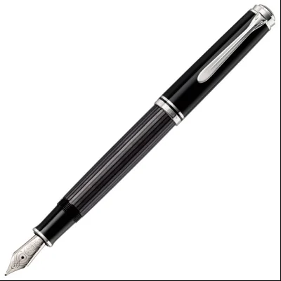 Nalivpero Souveran M805 (M)+kožna bela futrola+kutija G30 Stresemann Pelikan 957639 sivo-crno