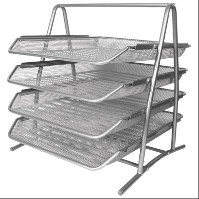 Stalak za spise vodoravni žica 4 police Fornax srebrni