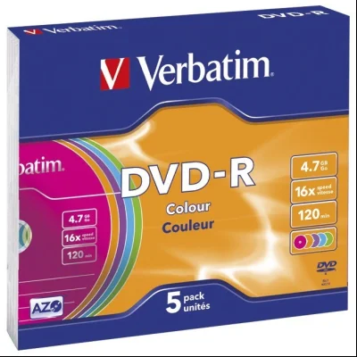 DVD-R 4,7/120 16x slim pk5 Verbatim 43557 sortirano