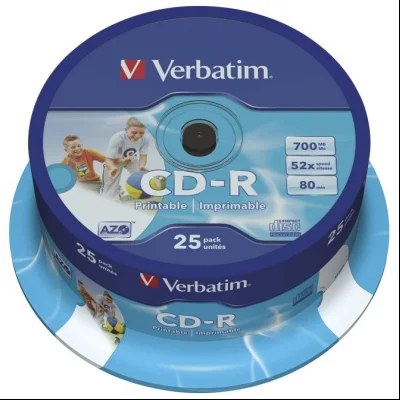 CD-R 700/80 52x spindl AZO printable pk25 Verbatim 43439