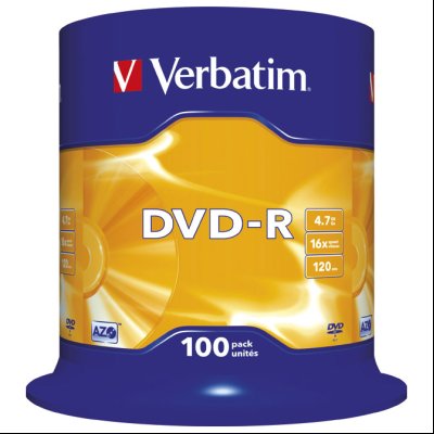 DVD-R 4,7/120 16x spindl Mat Silver pk100 Verbatim 43549