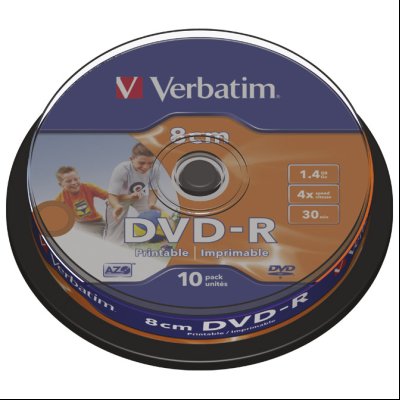 DVD-R mini 1,4GB 4x spindl printable pk10 Verbatim 43573!!
