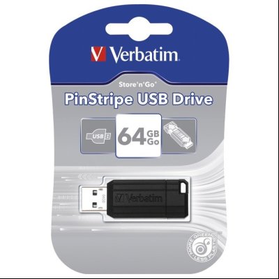 Memorija USB 64Gb PinStripe Verbatim 49065 crna blister