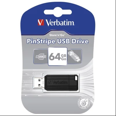 Memorija USB 64Gb PinStripe Verbatim 49065 crna blister