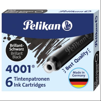 Tinta za nalivpero patrone kratke pk6 4001 Pelikan 301218 crna (brilliant black)