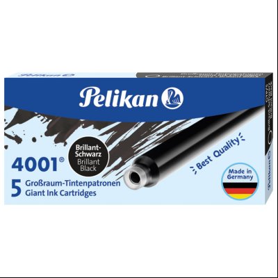 Tinta za nalivpero patrone duge pk5 4001 Pelikan 310615 crna (brilliant black)