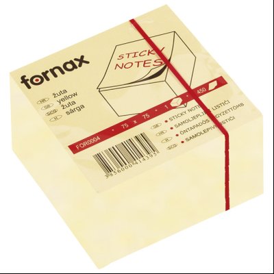 Blok samolepljiv kocka 75x75mm 450L Fornax 24757 žuti