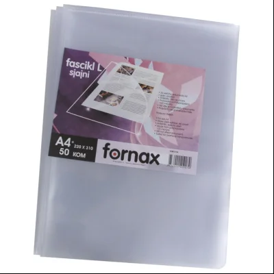 Fascikla "L" 100my pp A4 sjajna pk50 Fornax 24789 providna