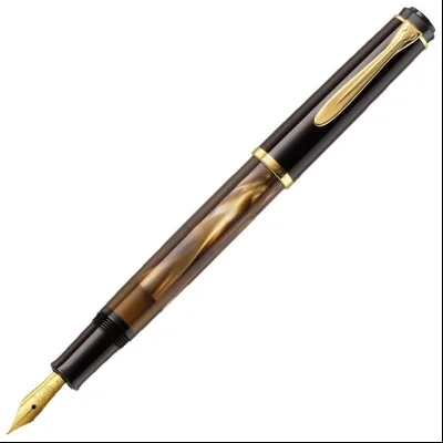 Nalivpero Classic M200 (EF)+kožna bela futrola+poklon kutija G30 Pelikan 808873 mermerno braon-crna