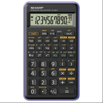 Kalkulator tehnički 10+2mesta 146 funkcija Sharp EL-501TB-VL crno ljubičasti blister