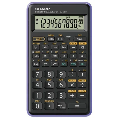 Kalkulator tehnički 10+2mesta 146 funkcija Sharp EL-501T-VL crno ljubičasti