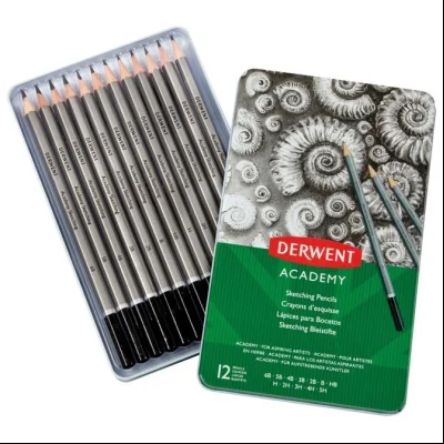 Olovka grafitna 5H-6B u metalnoj kutiji Academy pk12 Derwent 2301946 blister!!