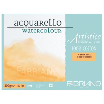 Blok Watercolour Artistico traditional white 23x30,5cm 20L 300g (cold pressed/grana fina) Fabriano 19012330