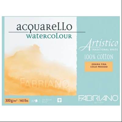 Blok Watercolour Artistico traditional white 23x30,5cm 20L 300g (cold pressed/grana fina) Fabriano 19012330
