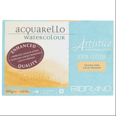 Blok Watercolour Artistico traditional white 12,5x18cm 25L 300g (cold pressed/grana fina) Fabriano 19011218