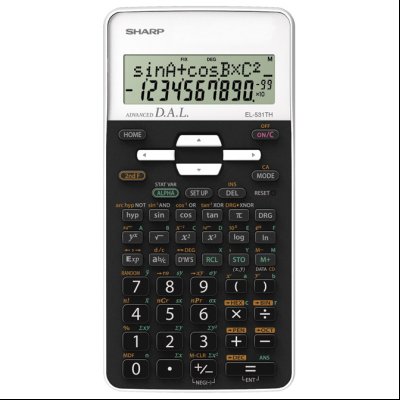 Kalkulator tehnički 10mesta 273 funkcije Sharp EL-531THB-WH crno beli blister