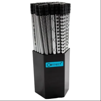 Olovka grafitna HB s gumicom Black/Silver u čaši Connect 54321 sortirano 72/432/1728