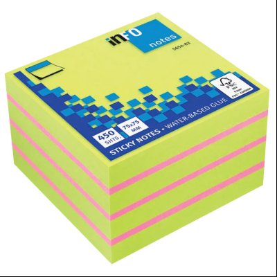 Blok samolepljiv kocka 75x75mm 450L Brilliant Info Notes 5654-82 2boje