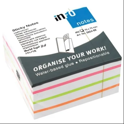 Blok samolepljiv kocka 75x75mm 450L Brilliant Info Notes 5654-68 4boje