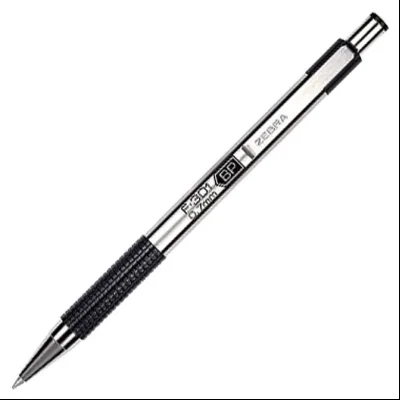 Olovka hemijska 0,7mm sa rebrastim gripom F-301 Zebra EF301BK srebrno-crna
