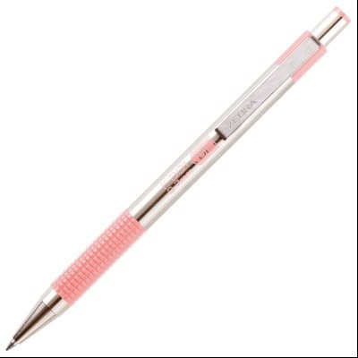 Olovka hemijska 0,7mm sa rebrastim gripom F-301 Pastel Zebra 90707 srebrno-pastelno roze