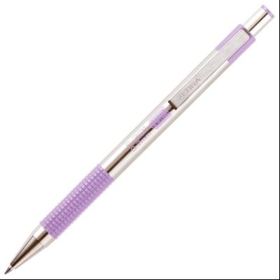 Olovka hemijska 0,7mm sa rebrastim gripom F-301 Pastel Zebra 90708 srebrno-pastelno ljubičasta