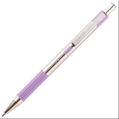 Olovka hemijska 0,7mm sa rebrastim gripom F-301 Pastel Zebra 90708 srebrno-pastelno ljubičasta