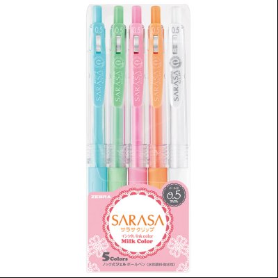 Roler gel 0,5mm sa gumenim gripom Sarasa Clip Milk pk5 Zebra 17270 pastelno sort