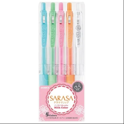 Roler gel 0,5mm sa gumenim gripom Sarasa Clip Milk pk5 Zebra 17270 pastelno sortirano