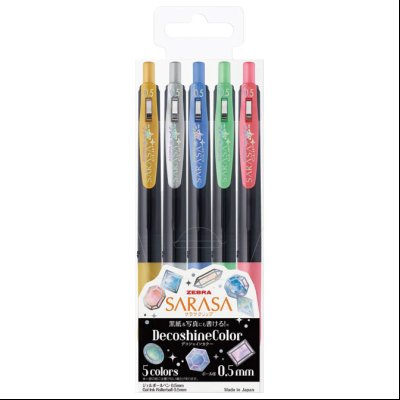 Roler gel 0,5mm sa gumenim gripom Sarasa Clip Decoshine pk5 Zebra 37860 metalik sort