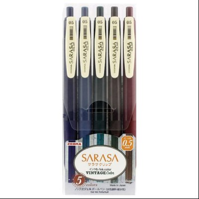 Roler gel 0,5mm sa gumenim gripom Sarasa Clip Vintage pk5 Zebra 69420 sortirano