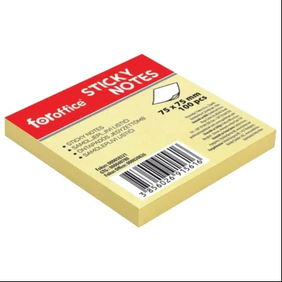 Blok samolepljiv 75x75mm 100L FORoffice 58321 žuti