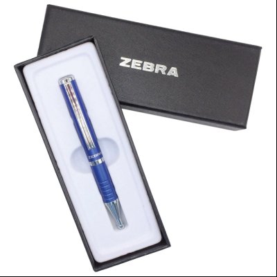 Olovka hemijska teleskopska 0,7mm u poklon kutiji SL-F1 Zebra 82402-24 tamno plava srebrna