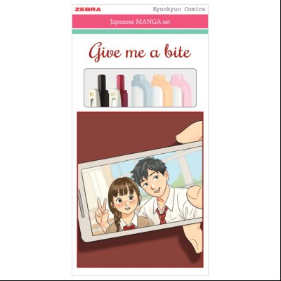 Set Manga Give me a bite (roler Sarasa Clip pk2+flomaster obostrani Mildliner pk3) Zebra 56536