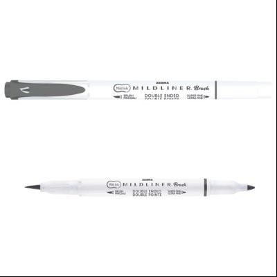 Flomaster obostrani 0,5/4mm Mildliner Brush&Marker Zebra 79510 tamno sivi