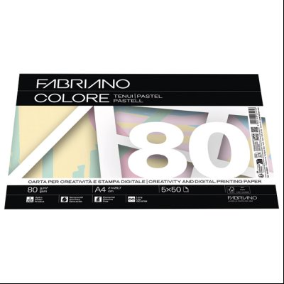 Papir Colore A4  80g pk250 Fabriano 19100811 pastelna mešavina 5boja