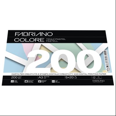 Papir Colore A3 200g pk100 Fabriano 19100820 pastelna mešavina 5boja